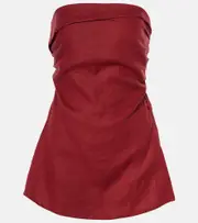[Faithfull] Faithfull Boe strapless shirred linen top AU 14 red