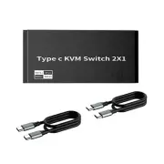 2x1 8K USB C KVM Switch 3.5mm 100W PD Charge Type C KVM Switch Share Accessories
