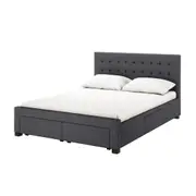 Martina Fabric Bed with Storage Drawers - Dark Grey Queen Dark Grey