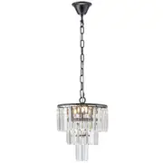 Glitz 4 Lights Black Crystal Pendants Lighting 3 Tier Classical Chandelier Inspirations