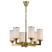 Ahern 6 Light Pendant, Brass &amp; Opal Matte