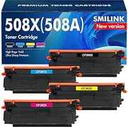 508X 508A Toner Cartridge Set: Compatible Replacement for HP 508X 508A for Color Enterprise M553 M552 553 MFP M577 Series Printer CF360X CF361X CF362X CF363X Ink (4-Pack, Black Cyan Magenta Yellow)
