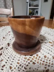 Rustic CHARM Hand Turned BLACK WALNUT Center Piece Wood Bowl Grain 4.25 X 4.25