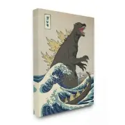 Stupell Industries Godzilla in the Waves Eastern Poster Style Illustration Ca...
