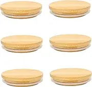 Jar Lids, 6Pcs Gu Pot Lids, 3.15 Inch Wooden Jar, Pine Airtight Gu with Silicone Sealing for Glass Jars, Wooden Storage
