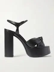 [SAINT LAURENT] SAINT LAURENT - Bianca Knotted Leather Platform Sandals - Black - IT36.5 IT 36.5 Black