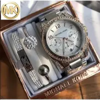 在飛比找Yahoo!奇摩拍賣優惠-直購#實拍 Michael Kors MK手錶手環三件套裝女
