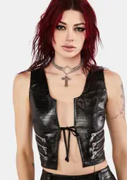 [FAN ALL FLAMES] Hex Vegan Leather Top