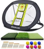 Golf Chipping Net with Hitting Mat, Ultra-Stable Pop Up X-Shaped Golfing Target