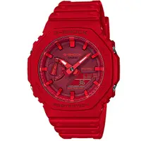 在飛比找PChome24h購物優惠-【CASIO】G-SHOCK 農家橡樹八角雙顯錶-紅 (GA