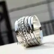 Solid 925 Sterling Silver Wide Band Spinner Ring Meditation Statement Ring