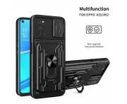 Fashion Military Grade Heavy Duty Protective Case with Slide Camera Cover for Oppo A52 A72 A92 -Black