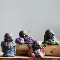 在飛比找松果購物優惠-大肚彌勒佛茶寵紫砂陶瓷茶玩車載陶瓷藝術擺件(4 (6折)