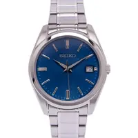 在飛比找momo購物網優惠-【SEIKO 精工】藍寶石水晶鏡面不鏽鋼錶帶手錶-藍色面X銀