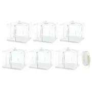 Clear Cake Box with Ribbon, 6Pcs 12"x12"x10" for 10 Inch Cake Packing (White)