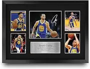 HWC Trading FR A3 Steph Curry Golden State Warriors Gifts Printed Signed Autograph Presentation Display for Basketball Memorabilia Fans - A3 Framed