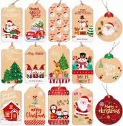 Christmas Tags for Gifts, 15 Designs Kraft Paper Christmas Gift Tags with String