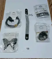 Lot New 5 Pc Hair Barrett Clips & Jewelry Gift Bag White Elephant Grab Bag #43