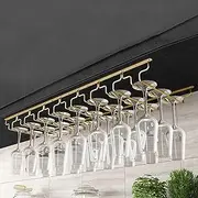 Gold Wine Glass Rack Hanging Metal 304 Stainless Steel Under Cabinet Shelf Stemware Racks Wine Champagne Goblets Holder for Kitchen Bar Pub (Size : 91x28x5.5cm)