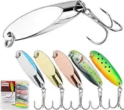 Probite Jigging Spoon Fishing Lure Set 6-Pack Metal Saltwater & Freshwater Casting Spoon Hooks Premium Durable Treble Hooks for Bass, Salmon & Trout Fishing