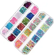 LALADEFIEE Nail Rhinestones Glitter Sequins 2 Pack for Nail Charms Manicure Tools