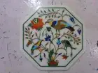 18" antique white Marble side center wall Table Top bird Stones Inlay lapis k12