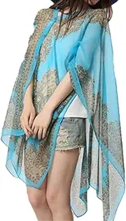 [Generic] French Sun Protection Shawl, Lightweight Chiffon Beach Cover Up for Women, Hollow Out Travel Wrap Shawl