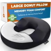 5 STARS UNITED Donut Pillow Hemorrhoid Tailbone Cushion – Large Black Seat Cu...