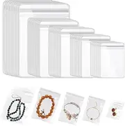 [Juxtapiq] 100 Pcs transparent pvc jewelry bags, jewelry storage Pouches, necklaces, earrings, bracelets and jewelry sealed plastic bags (5 sizes)