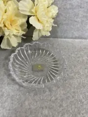 CRYSTAL ROUND TRINKET DISH FLUTED EDGES SWIRL DESIGN STUDIO NOVA