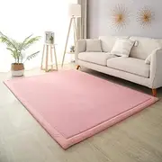 Large Baby Play Mat, Coral Velvet Rug Foam Soft Crawling Mats, 3cm Thick Playmat for Babies, Toddlers, Infants, Kids Crawling Mat Rugs for Tummy Time Living Room, Bedroom (Pink, 150x200cm)