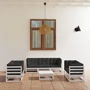 Patio Sets 8 Piece Garden Lounge Set with Cushions Solid Pinewood