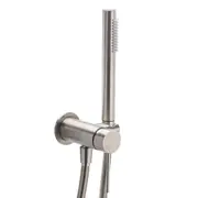 WELS Brushed Nickel Round Handheld Shower Head Swivel Holder Mixer Set 1.5m Hose
