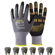 Safety Work Gloves MicroFoam Nitrile Coated-6 Pairs,Endurance Grey 6-pairs 8/M
