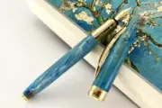 VISCONTI VAN GOGH ALMOND IN BLOSSOM WITH GOLD TRIM FOUNTAIN PEN GOGEROUS DESIGN!