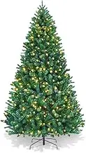 Miss Rui Christmas Tree 2.4m with 200LED String Light, Artificial 1400 Branch Tips Easy Assembly 8FT Fake Xmas Tree for Christmas Decorations Holiday Party Gift Home Garden Decor Green
