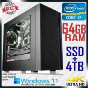 Intel Core i7 Gaming PC 64GB RAM Computer 4TB + SSD Home Office Desktop System