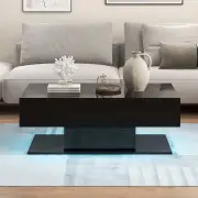 CostwayModern LED Coffee Table with 20 Color LED Lights and 2 Drawers-Black
