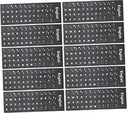 SEWACC 10 Sheets English Keyboard Stickers for Computer Glossy Black Background with White Letters Easy Application Water Resistant for Laptop and Notebook Keyboards