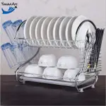 2 LAYER STAINLESS STEEL KITCHEN SHELVES DISH RACK DISH DRAIN