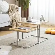 OSJ Nesting Table, Rattan, Low Table, Transparent Glass, Japanese Modern, Width 19.7 x Depth 19.7 x Height 17.3 inches (50 x 50 x 44 cm)