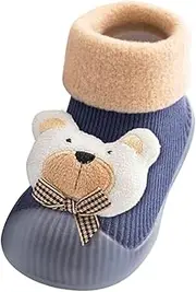 [Generic] Big Kid House Slipper Patchwork Girls Kids Sole Socks Stocking Slipper Baby Warm Boys Knit Rubber Soft Toddler Shoes Baby Care Slide Sandals for Toddler Boys