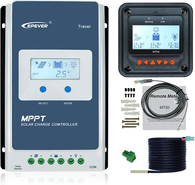 Auto Tracer3210An + Remote Meter MT50 + RTS Solar Panel Regulator Common Negativ