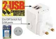 Outbound Travel Power Adaptor Charger Bali Europe Asia UK 1A USB No Earth