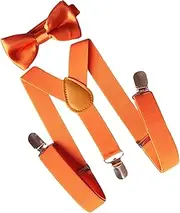[kowaku] Men Suspenders Bowtie Set Y Shape Braces Elastic Band Casual Tuxedo Suspenders Pants Suspender for Halloween Jeans Cosplay