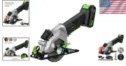 Cordless Mini Circular Saw 4-1/2" with Laser Guide & 2 Blades for Precision Cuts