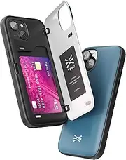 TORU CX Hybrid for iPhone 14 Wallet Case | Dual Layer Slim Protective Hard Cover with Hidden 2-Credit Card Slot Holder - Blue