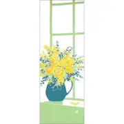 Mimosa & Ranunculus Japanese Tenugui Spring Yellow Cotton Hand Towel New