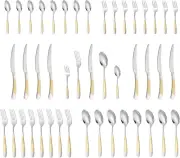 40-Piece Silverware Set Luxury Gold Kitchen Flatware Sets Service for 8 Premium
