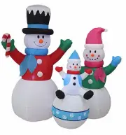 6 Foot Tall Christmas Lighted Inflatable Snowman Family Yard Outdoor Decoration